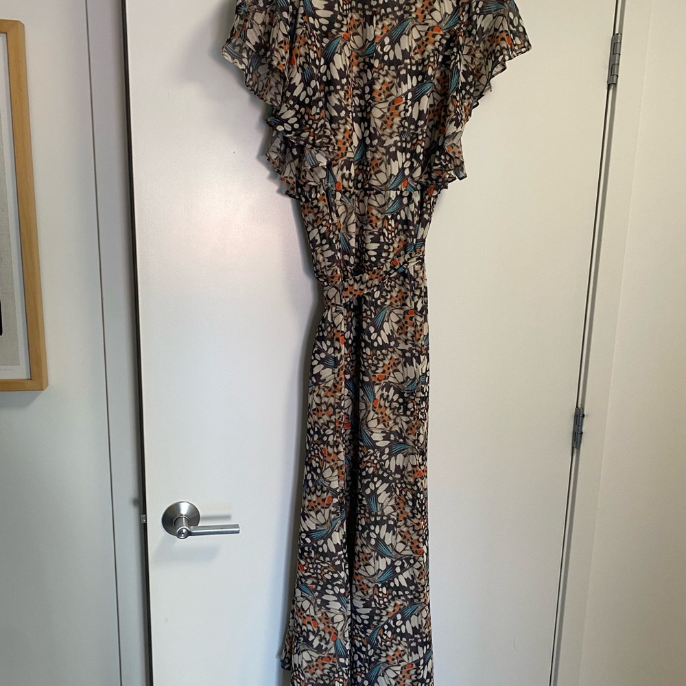 Anthropologie Floral Maxi Dress - Black, Orange, Cream - Picture 4 of 6